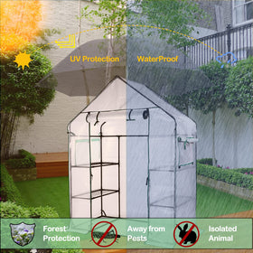 KOKSRY mini greenhouse door open view demonstrates quick access for seedlings.