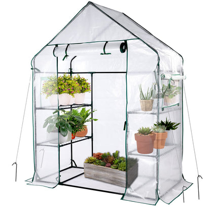 KOKSRY mini greenhouse front view shows all-season protection for tender plants.