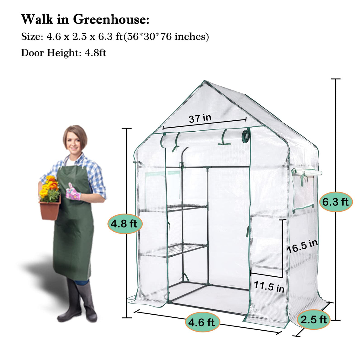 KOKSRY mini greenhouse shelf-view shows multiple tiers for efficient pot organization.