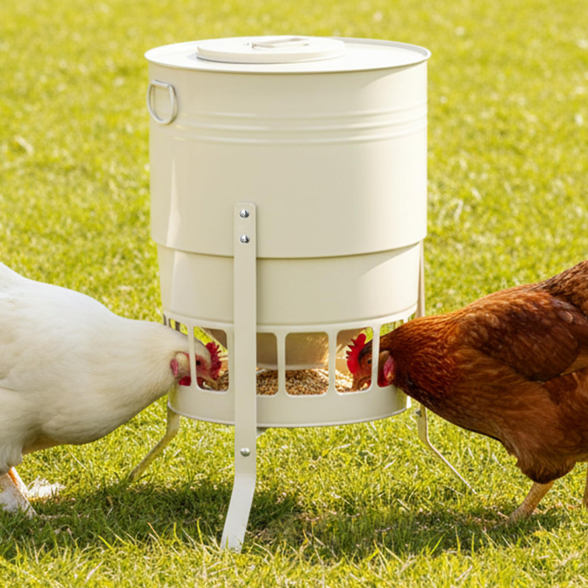 KOL Chicken Feeder spill-control design reduces waste in coops.