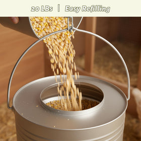 KOL feeder mounted without tools, ready to hang from coop beam.