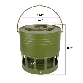 KOL Hanging feeder in use reduces clutter and simplifies coop maintenance.