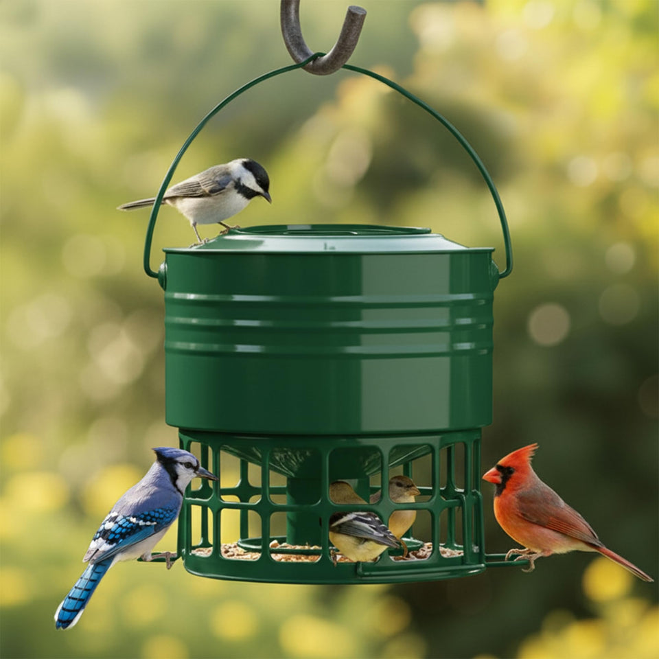 KOL large bird feeder outdoors with 10lb capacity for steady seed supply
