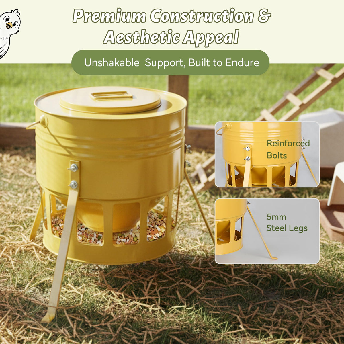 KOL Metal Chicken Feeder with 12 ports promotes orderly feeding