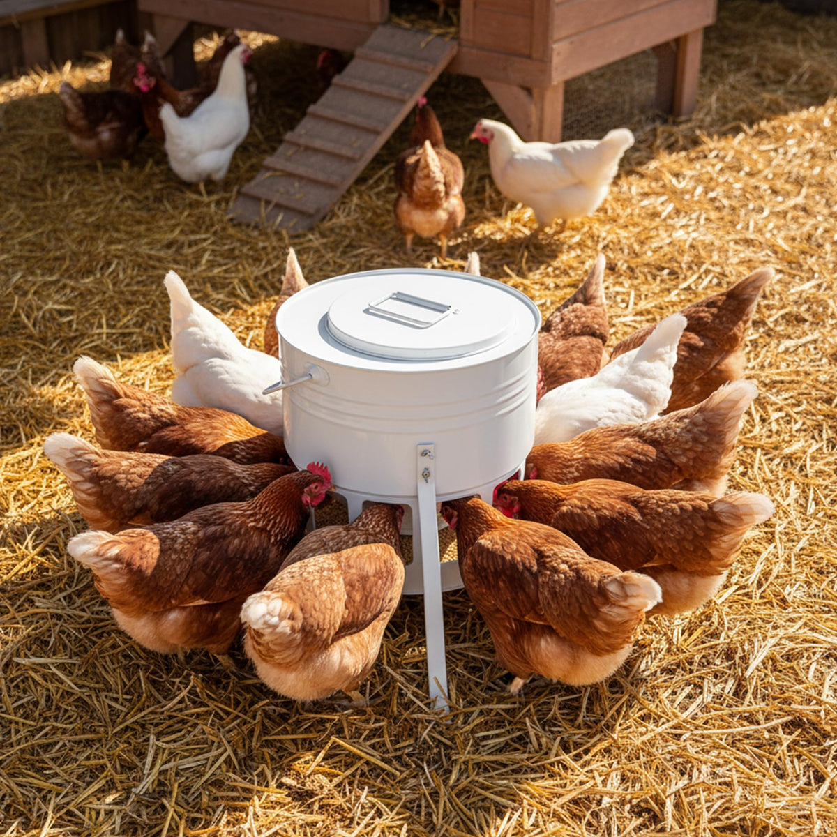 Easy-to-move handle enables relocation between coops.