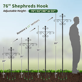 KOLAKO dual-arm shepherds hook enables double hanging for feeders and decor