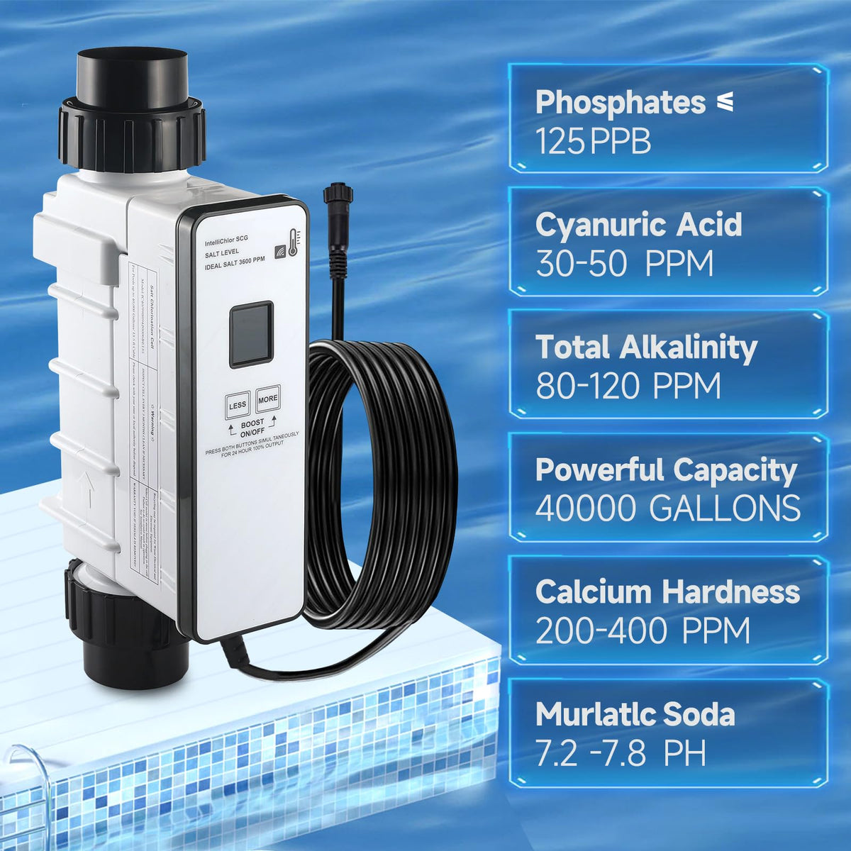 Kolasina salt-chlorine-generator durable shell safeguards against impact and wear