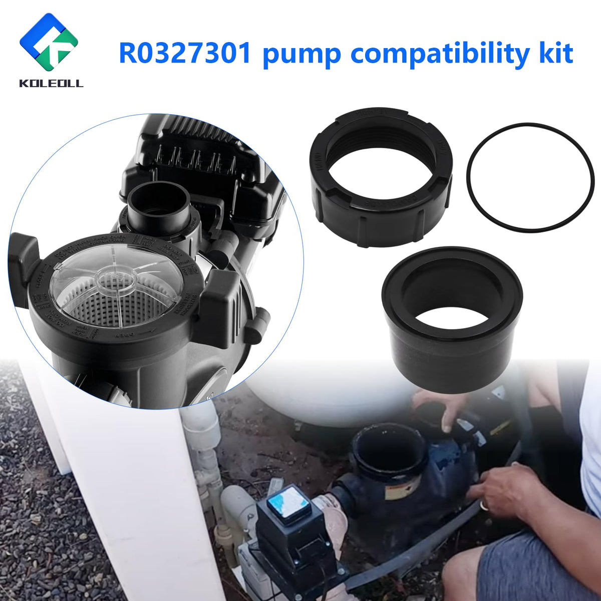 KOLEOLL R0327301 pump connection setup demonstrates corrosion resistance in harsh pool environments.