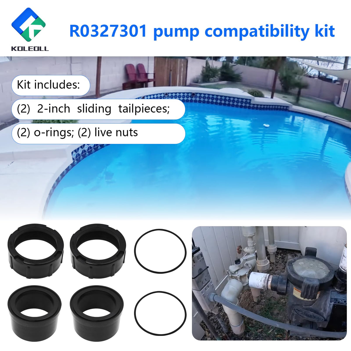 KOLEOLL R0327301 union nuts secure inlets and outlets to reduce leaks during maintenance.
