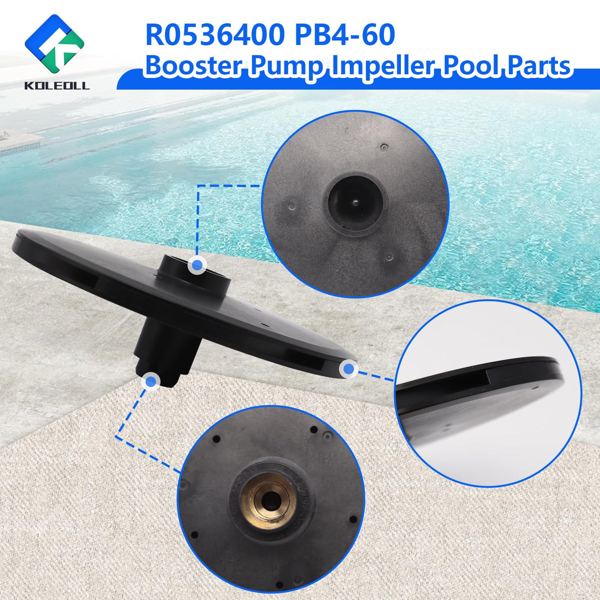 KOLEOLL R0536400 impeller — close-up teeth detail improves flow efficiency and reliable operation.