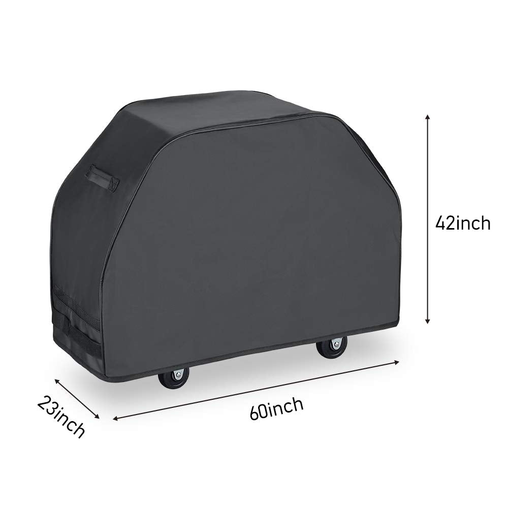 Kolife grill cover 60in side view reduces wind disruption and keeps the grill clean.