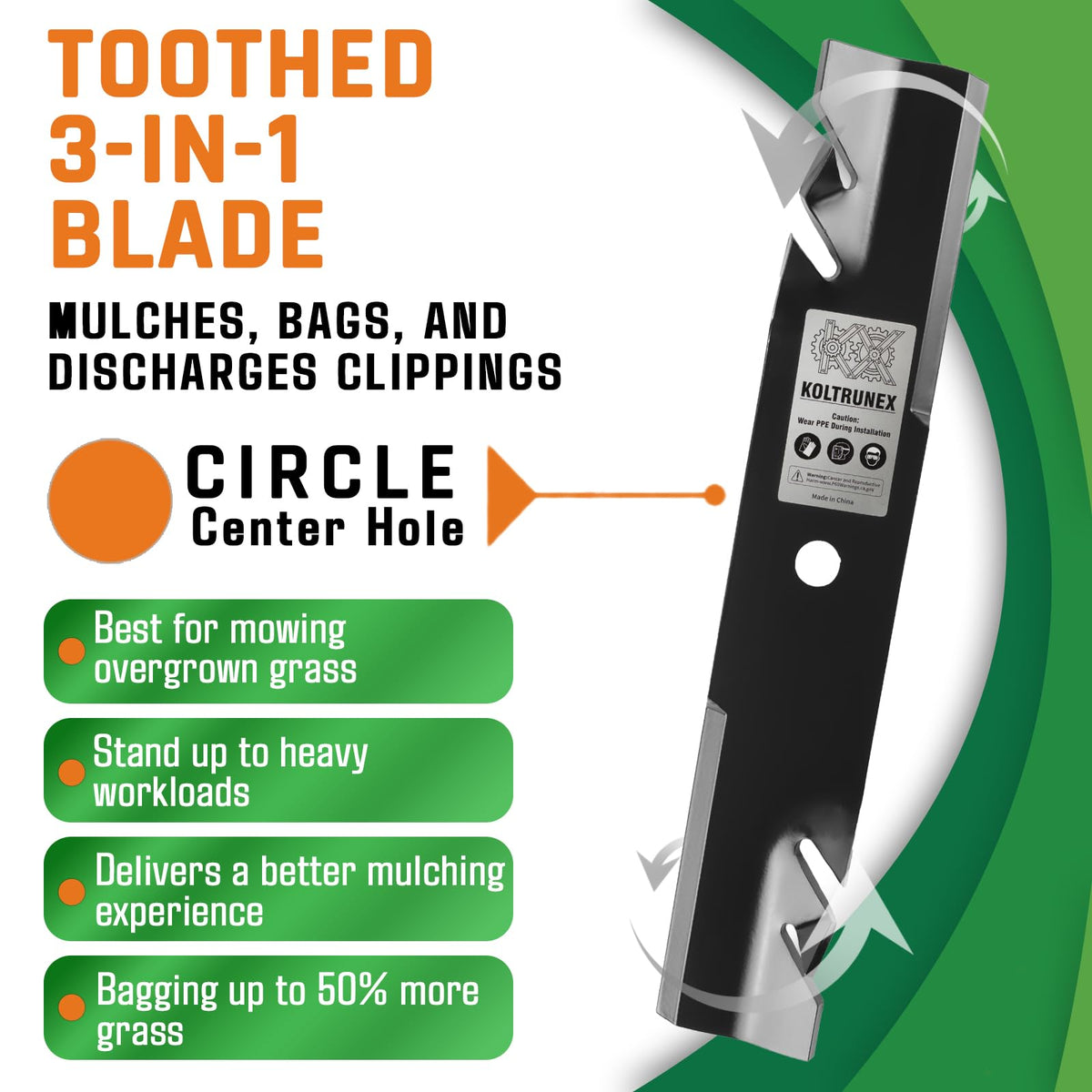 Close-up of heat-treated steel edge on KOLTRUNEX blades.