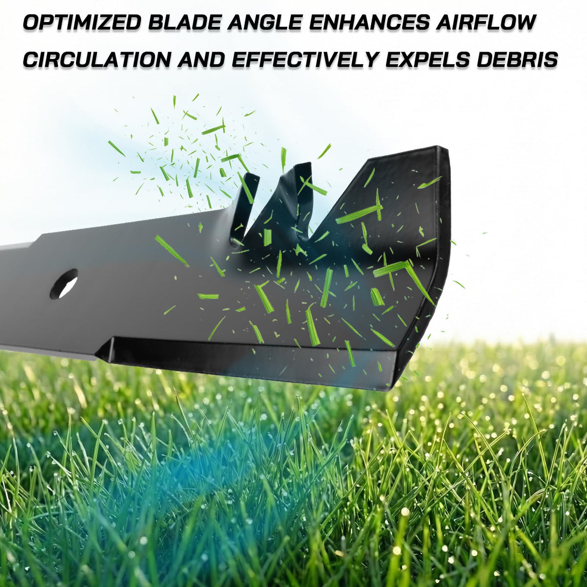 Mower deck with KOLTRUNEX blades installed for even cut performance.