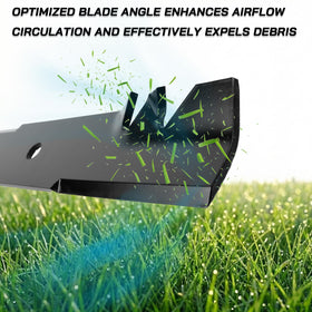 Mower deck with KOLTRUNEX blades installed for even cut performance.
