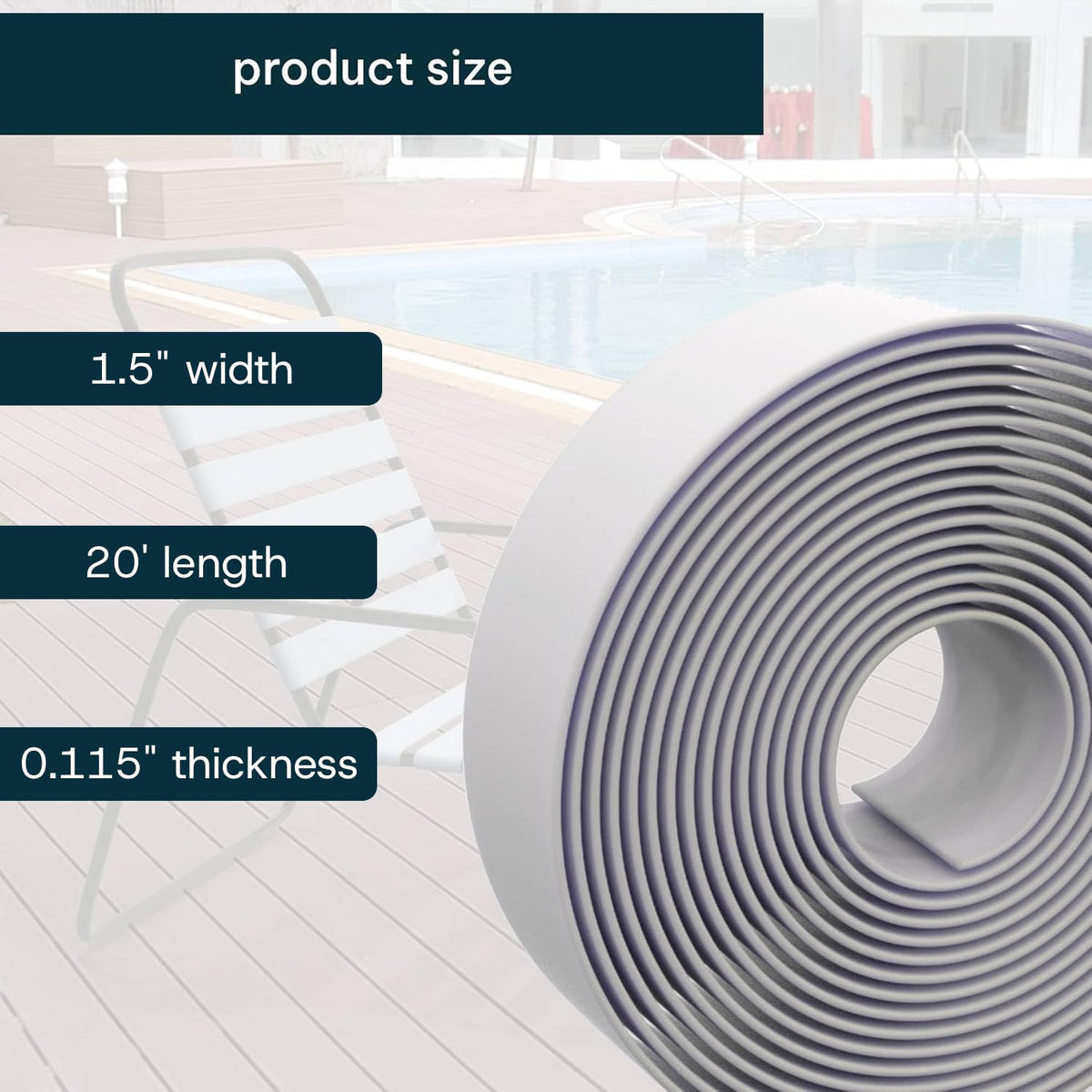 KOMORAX water-resistant vinyl strap for patio chairs.