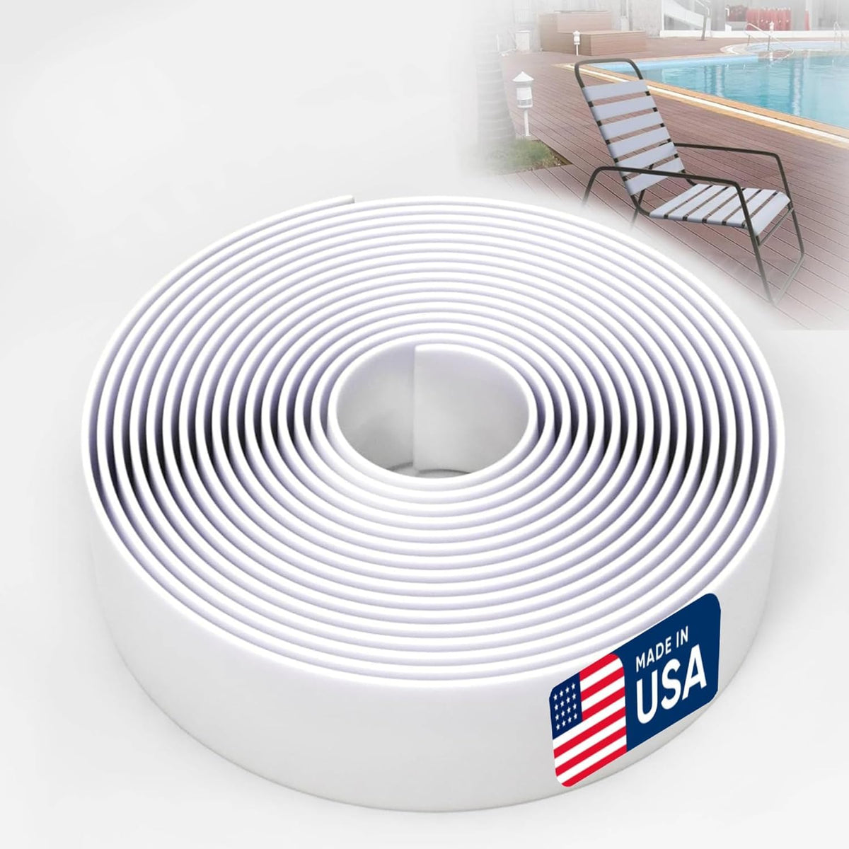 KOMORAX vinyl straps with 1.5-inch width for restoring patio chairs.