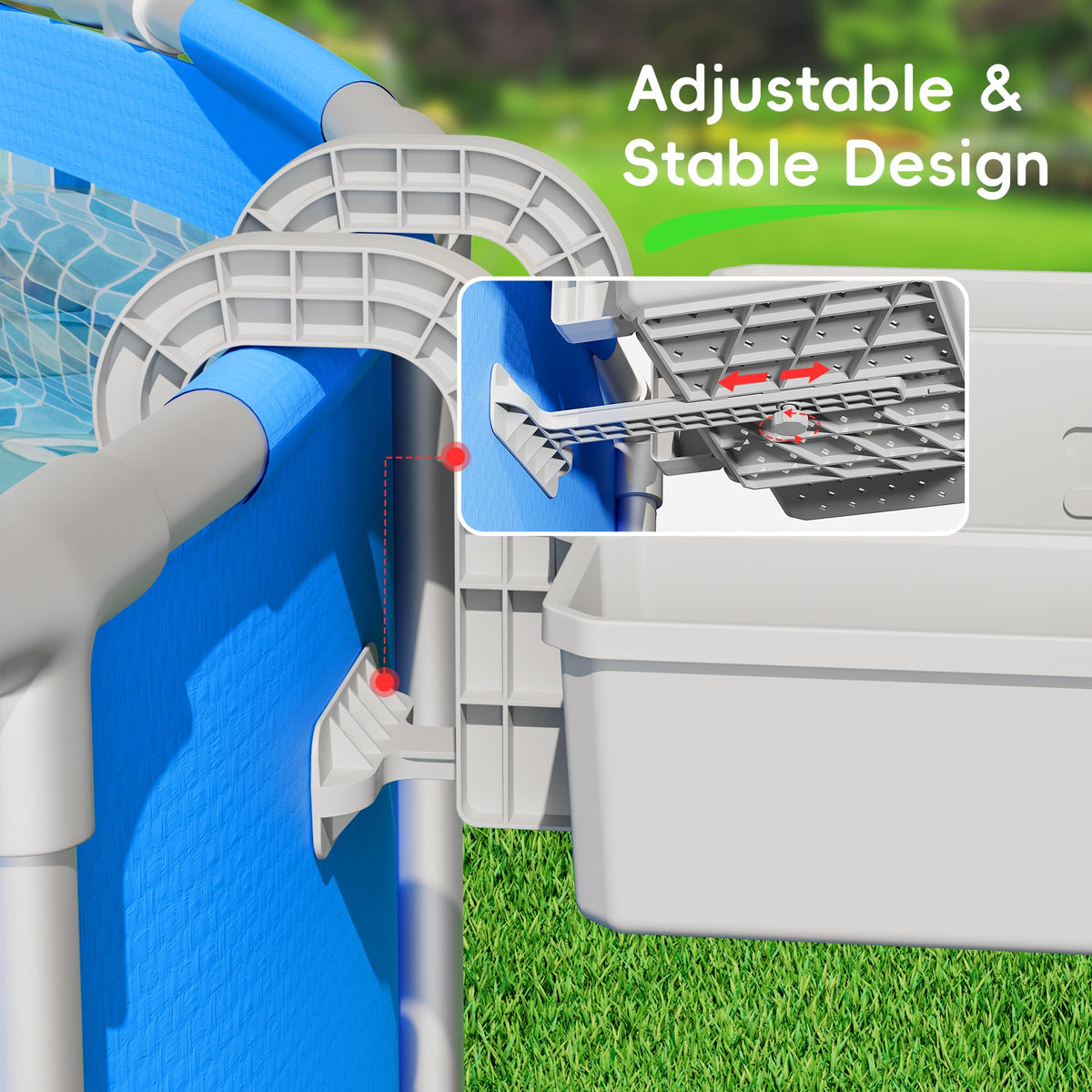 Kompoll thickened plastic construction delivers durable poolside organization.