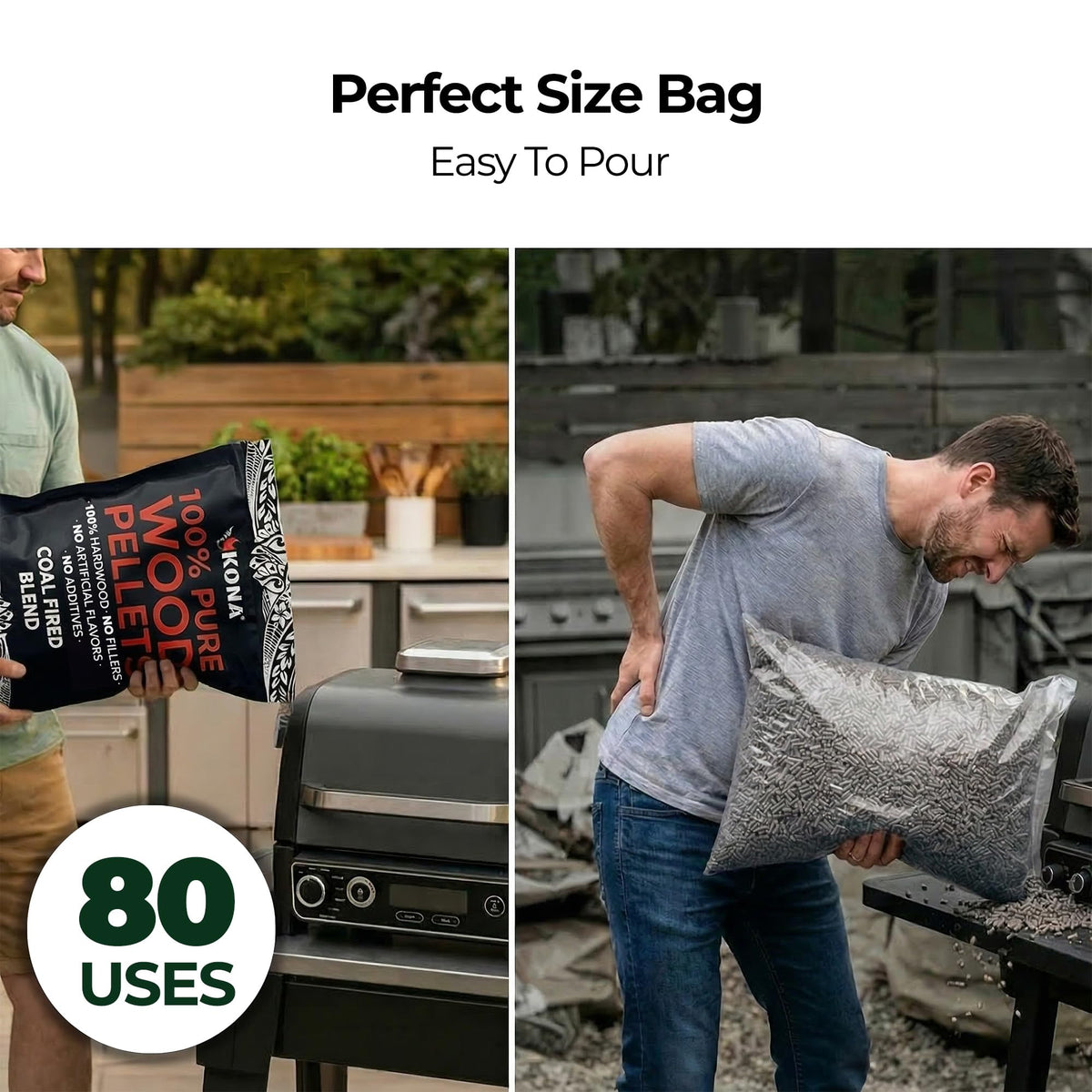 Kona Coal-Fired Pellets enabling charcoal-style cooking for robust results