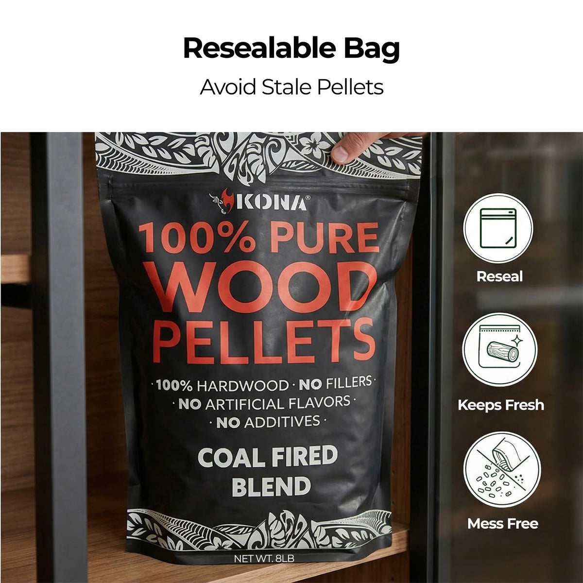 Kona Coal-Fired Pellets prepared for Ninja Woodfire outdoor grill sessions
