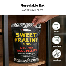 Premium hardwood blend in my grill for clean-burning smoke and low ash