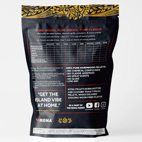 Kona Sweetwood blend pellets for nuanced, balanced indoor smoke.