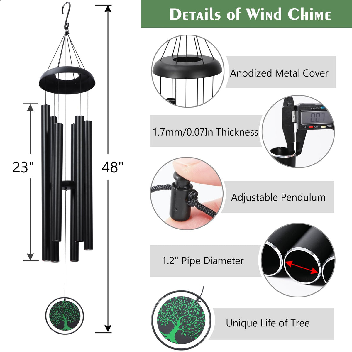 KONEFEJI garden wind chime with deep tones enhances calm outdoor spaces.
