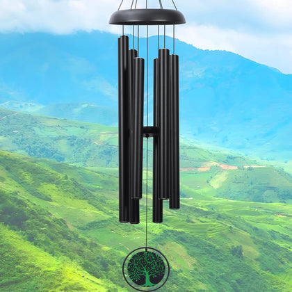 KONEFEJI 48-inch wind chime on a porch delivers deep, soothing outdoor tones.