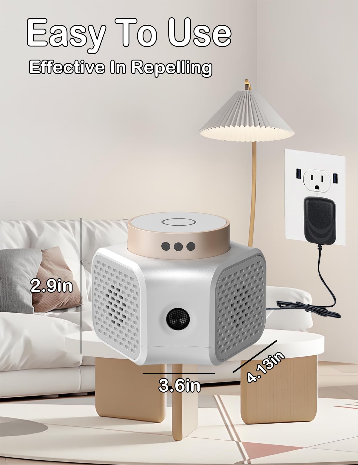 KONGBAOLL pest repeller provides up to 1100 sq ft coverage in rooms.