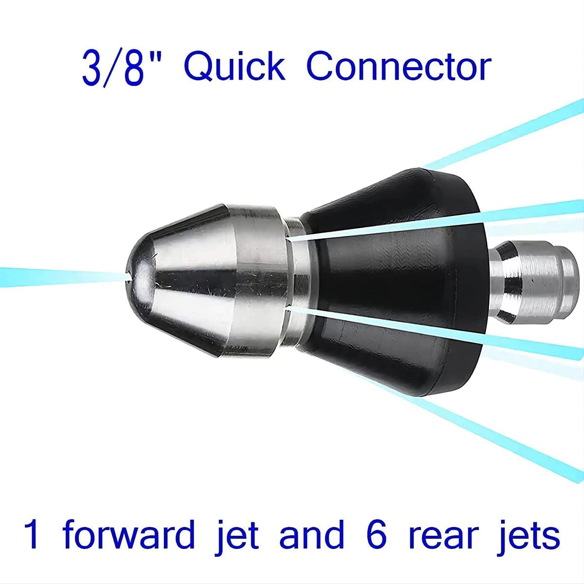 KongV sewer jetter nozzle rear jets at 30-degree flush debris