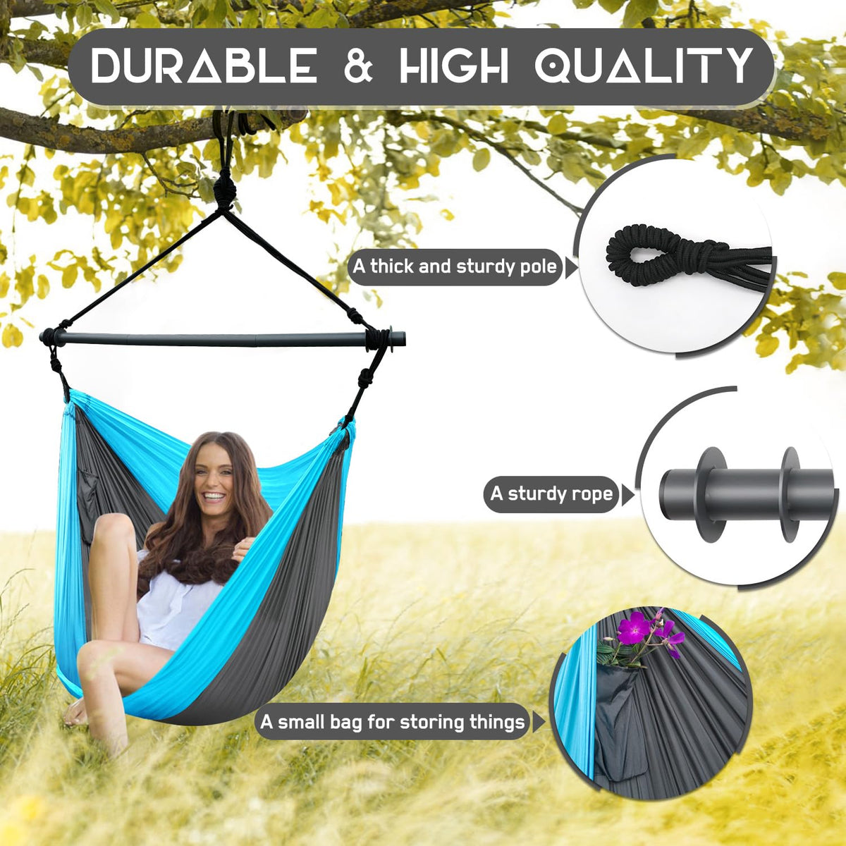 Konosnd hammock chair sits at a generous 135-degree lie-down.