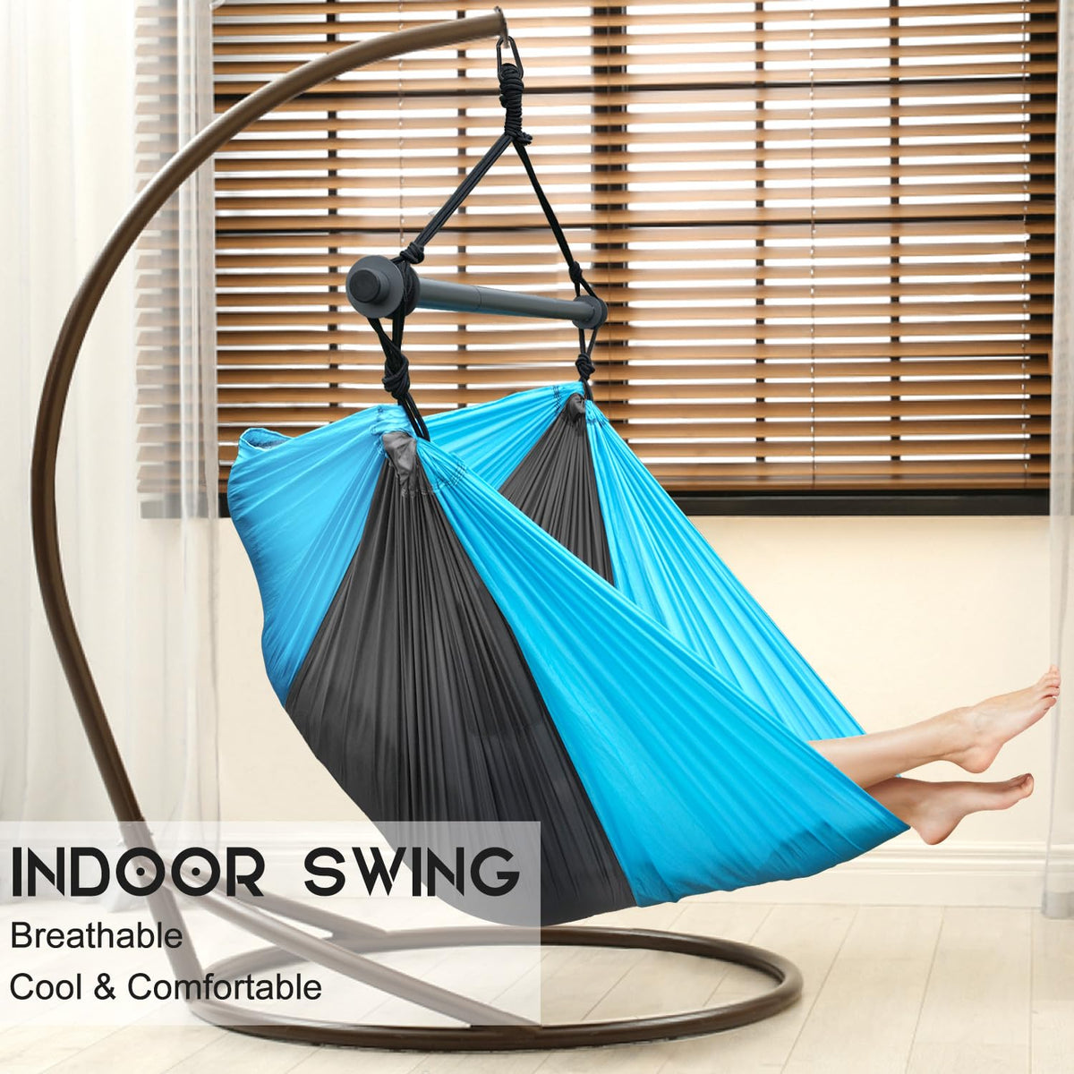 Konosnd hammock chair dark gray ready for porch lounging.