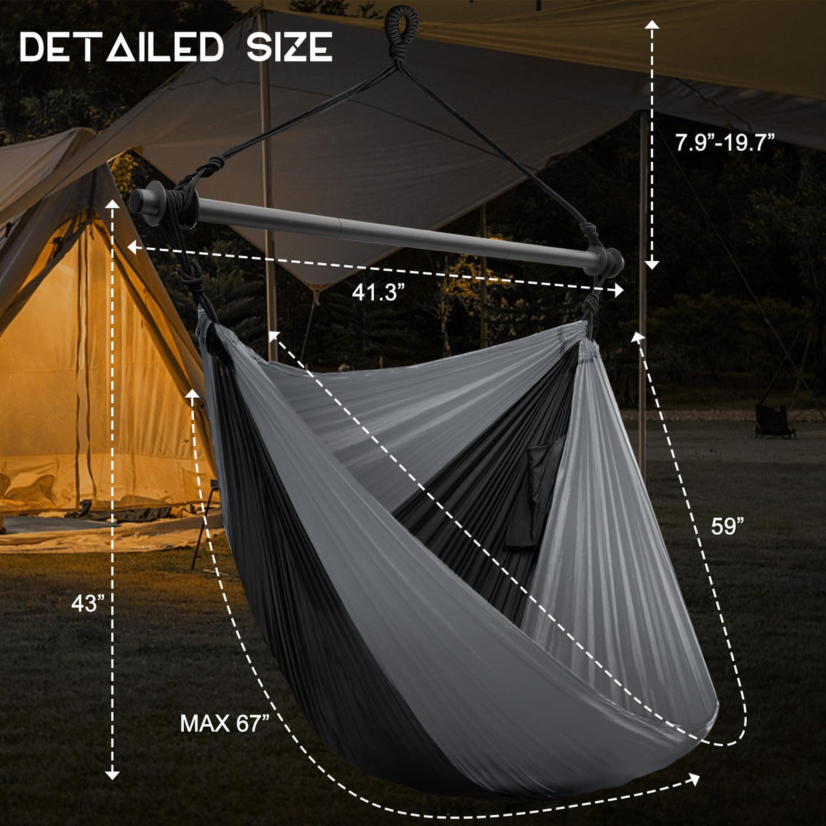 Konosnd hammock chair enables easy setup in minutes.