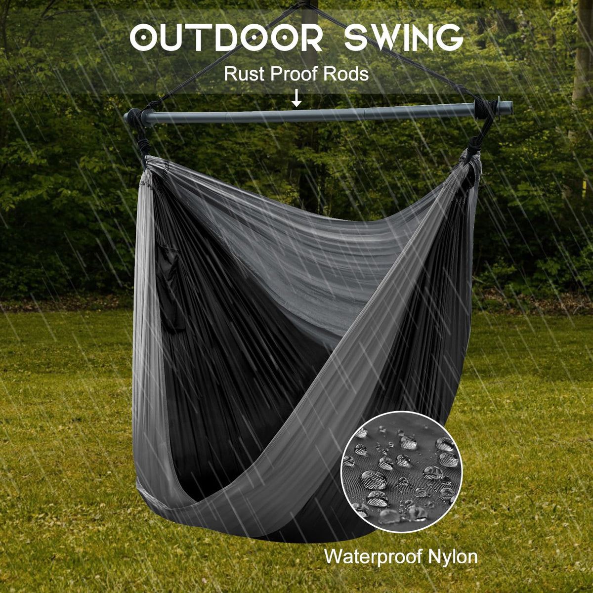 Konosnd Hammock Swing Chair shows durable nylon ropes for outdoor relaxation.