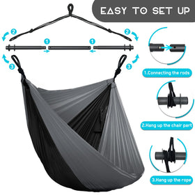 Konosnd swing chair features a side pocket for essentials.