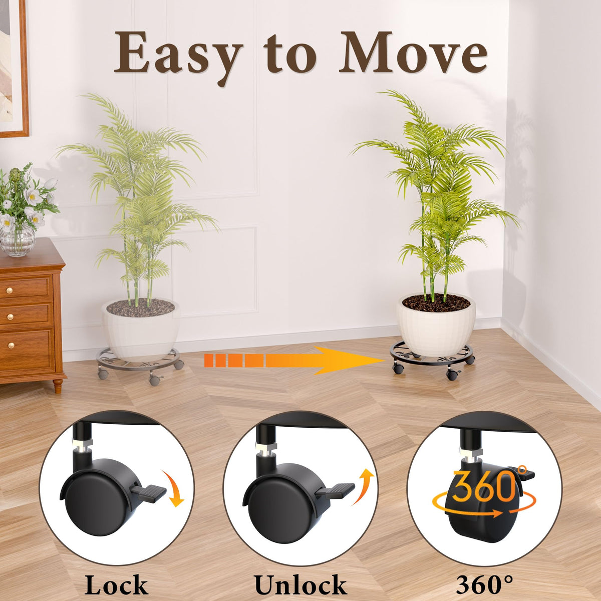 KOOKASHOP lockable wheels provide secure placement on demand