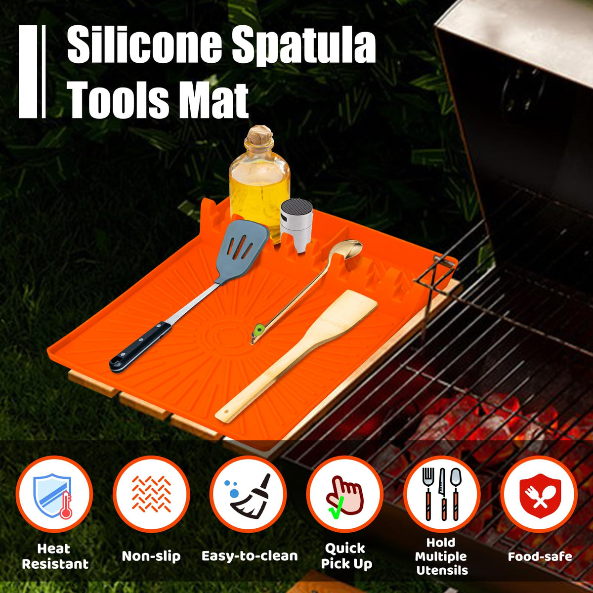 Koolstuffs grill mat eight slots separate tools for easy multitasking