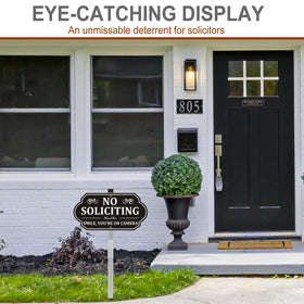 KooMate dual-sign security message no soliciting and camera notice