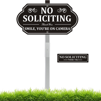 KooMate heavy-duty no soliciting sign on a 14x7 frame with stake improves yard visibility