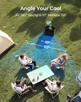 Koonie misting fan ten-degree tilt directs mist precisely