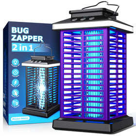 KOOSA Bug Zapper Outdoor purple highlights a 360° UV light to attract pests outdoors.