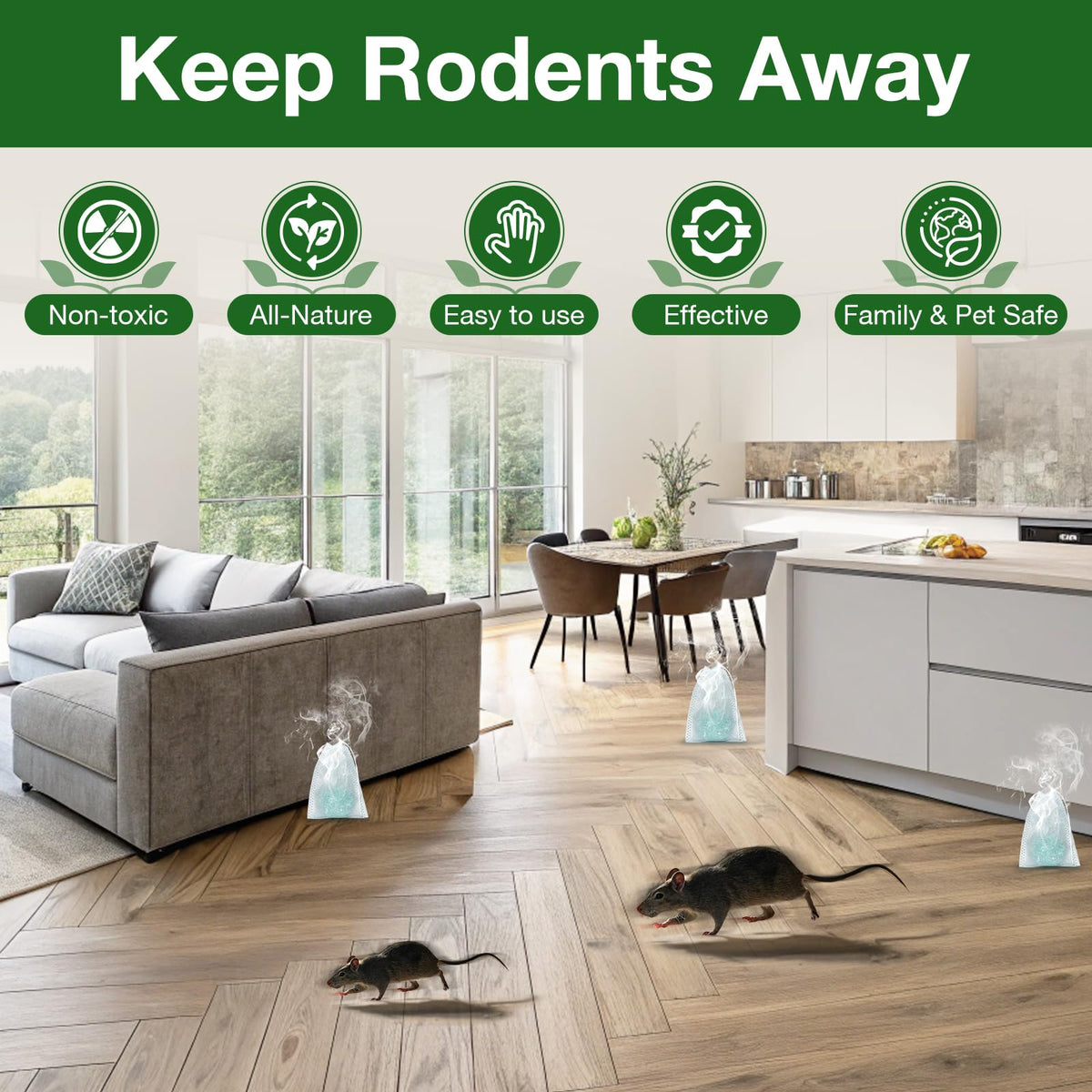 KOOSA peppermint rodent repellent balls closeup highlighting mint scent and effectiveness