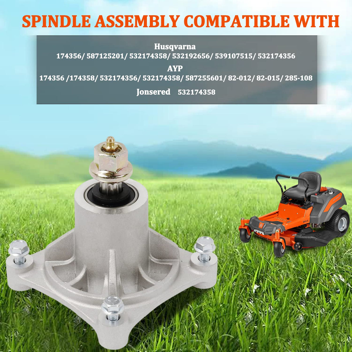 KOOTANS aluminum spindle body offers durable, lightweight construction for mower decks