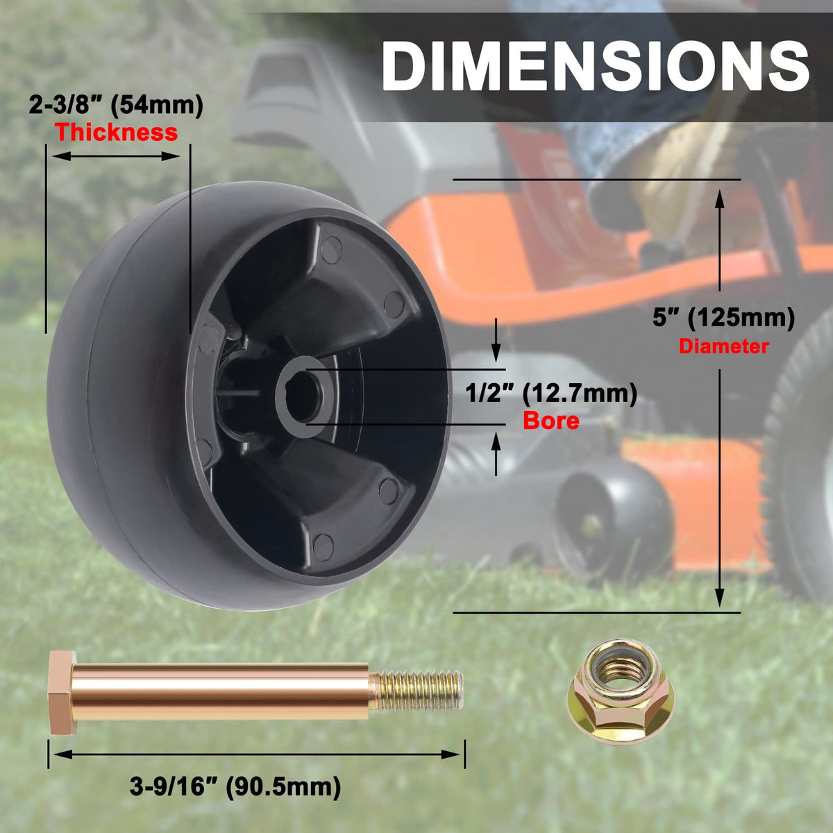 KOOTANS 5-inch deck wheels compatible with MTD models for stable mowing