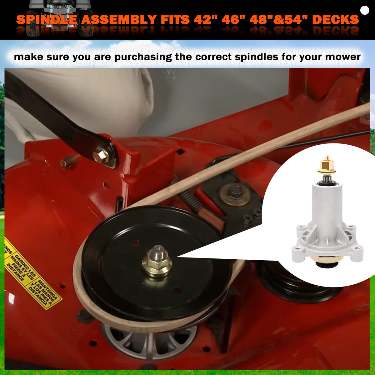 KOOTANS spindle assembly compatible with Husqvarna 532192870 helps quick deck service.