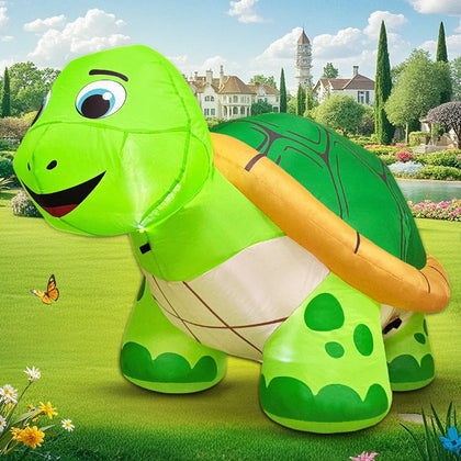 KOOY 5ft turtle inflatable decor glowing at dusk for outdoor yard party