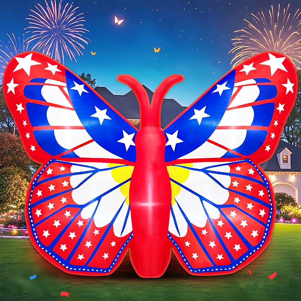 Kooy 6ft inflatable butterfly for outdoor decoration with bold patriotic appeal.