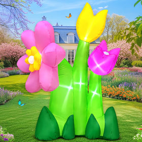 Kooy 6ft spring Easter inflatable flowers front view with colorful petals for outdoor decor