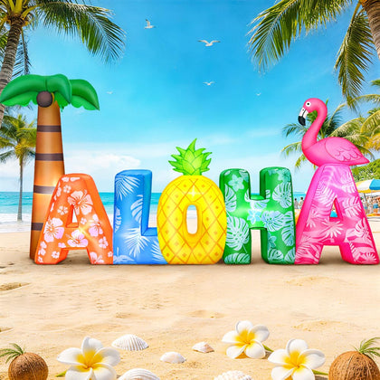 KOOY Aloha inflatable flamingo adds a bright tropical focal point for outdoor parties.