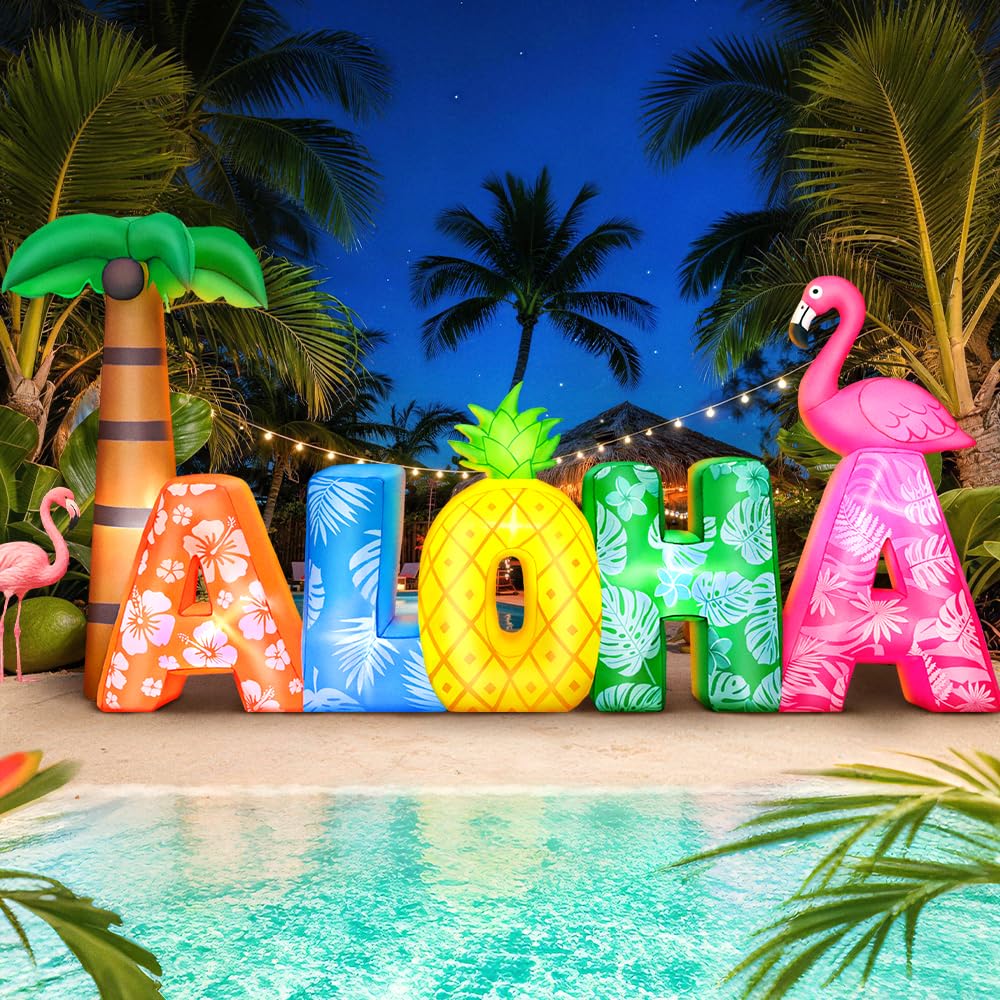 KOOY aloha inflatable decor for beach parties creates a festive atmosphere.