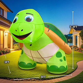 KOOY 5ft turtle inflatable illuminated front yard display for parties